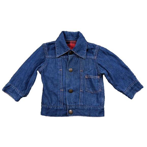 Vintage 40s Flannel Lined Baby Kids Jean Selvedge Denim Jacket Type One Rare